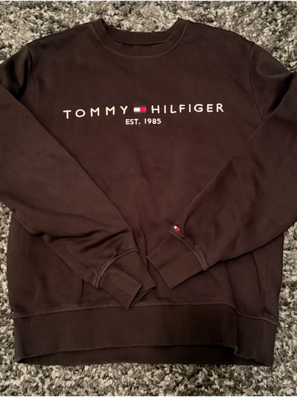 Tommy Hilfiger Black Crewneck Sweatshirt with Logo